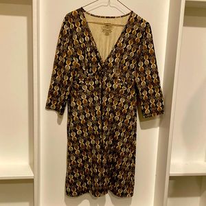 Patagonia Organic Cotton V-neck Leaf Design Dress L